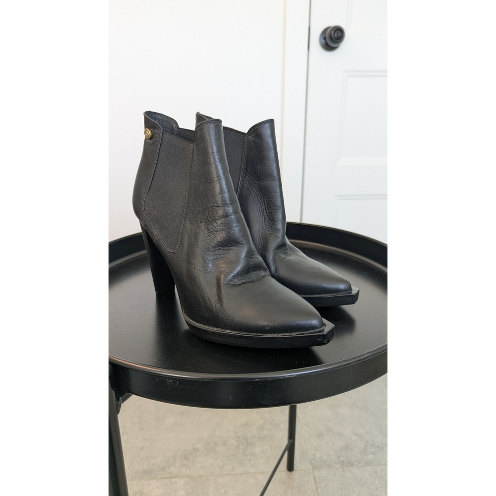 Diesel Cubist Rock Cyclamine Black Leather Pointed Toe Ankle Boots‎ Size 38 - Picture 2 of 8
